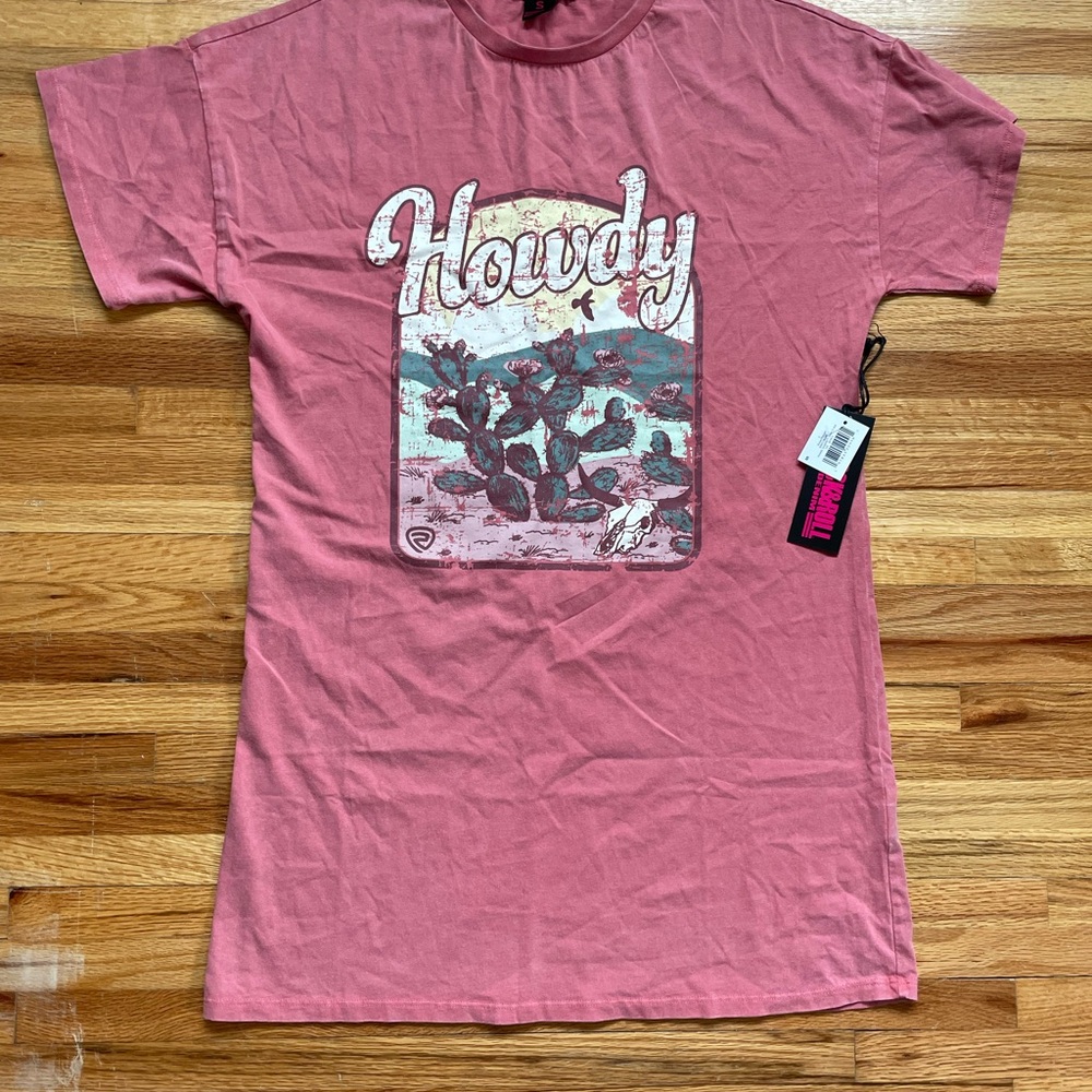 Pink 'Howdy' Graphic T-Shirt Dress Rock & Roll Denim